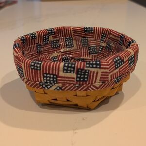 Longaberger Handwoven Hexagon Basket with Patriotic Liner Vintage